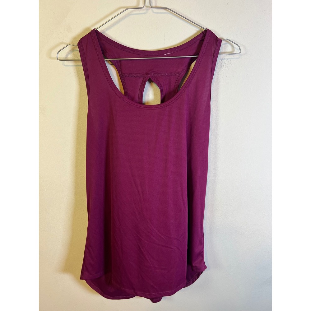 Bally Total Fitness Womens Tank Top Racerback Keyhole Purple Size M